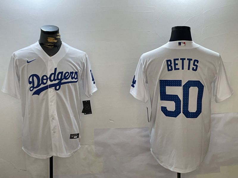 Men Los Angeles Dodgers 50 Betts White Game 2024 Nike MLB Jersey style 12114